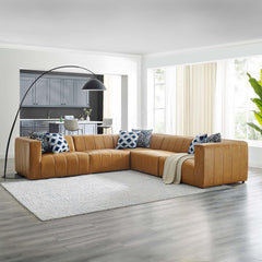 Bartlett Tan 5-Piece Vegan Leather Sectional Sofa - 127.5x127.5" - Ornate Home