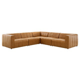 Bartlett Tan 5-Piece Vegan Leather Sectional Sofa - 127.5x127.5" - Ornate Home