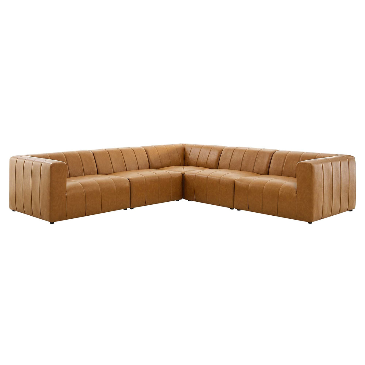 Bartlett Tan 5-Piece Vegan Leather Sectional Sofa - 127.5x127.5" - Ornate Home