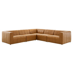 Bartlett Tan 5-Piece Vegan Leather Sectional Sofa - 127.5x127.5" - Ornate Home