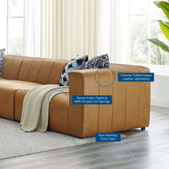 Bartlett Tan 5-Piece Vegan Leather Sectional Sofa - 127.5x127.5" - Ornate Home
