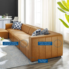 Bartlett Tan 5-Piece Vegan Leather Sectional Sofa - 87x171" - Ornate Home