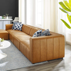 Bartlett Tan 5-Piece Vegan Leather Sectional Sofa - 87x171" - Ornate Home