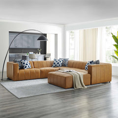 Bartlett Tan 6-Piece Vegan Leather Sectional Sofa - Ornate Home