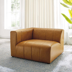 Bartlett Tan Vegan Leather Left-Arm Chair - Ornate Home
