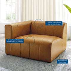 Bartlett Tan Vegan Leather Left-Arm Chair - Ornate Home