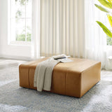 Bartlett Tan Vegan Leather Ottoman - Ornate Home