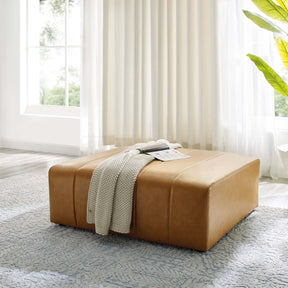 Bartlett Tan Vegan Leather Ottoman - Ornate Home