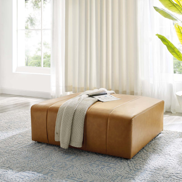 Bartlett Tan Vegan Leather Ottoman - Ornate Home