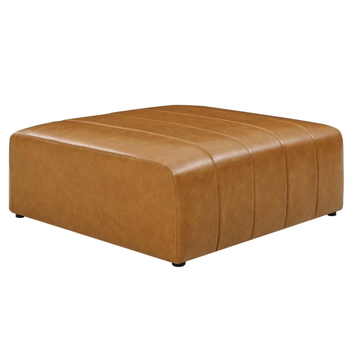 Bartlett Tan Vegan Leather Ottoman - Ornate Home