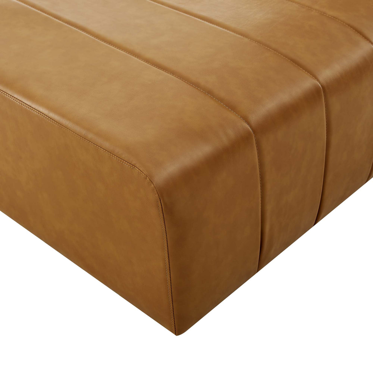Bartlett Tan Vegan Leather Ottoman - Ornate Home