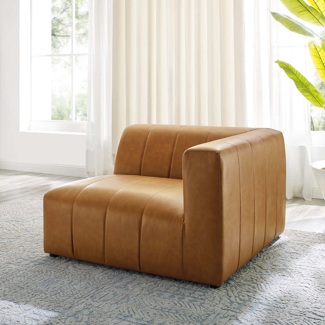 Bartlett Tan Vegan Leather Right-Arm Chair - Ornate Home