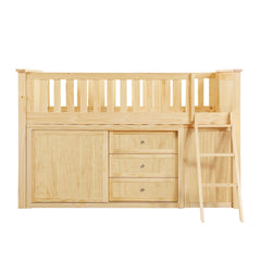 Bartly Beige Low Loft Bunk With Bookcase And 2 Dressers - Ornate Home