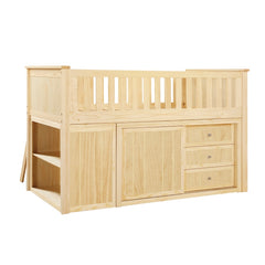 Bartly Beige Low Loft Bunk With Bookcase And 2 Dressers - Ornate Home