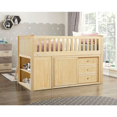 Bartly Beige Low Loft Bunk With Bookcase And 2 Dressers - Ornate Home