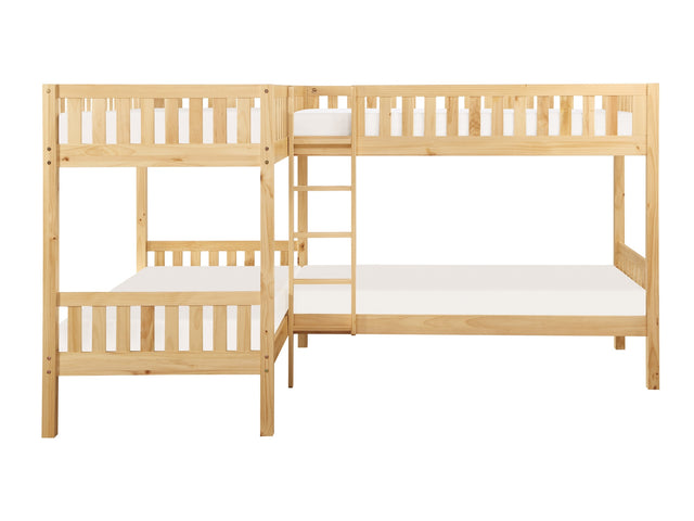 Bartly Natural Pine Corner Bunk Bed - Ornate Home