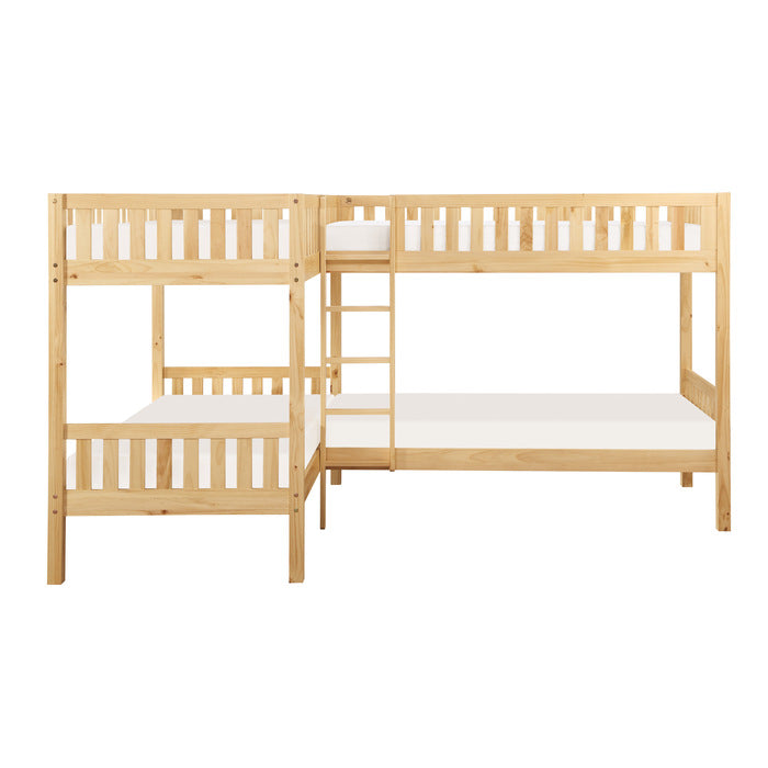 Bartly Natural Pine Corner Bunk Bed - Ornate Home