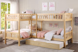 Bartly Natural Pine Corner Bunk Bed with Twin Trundle - Ornate Home