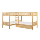 Bartly Natural Pine Corner Bunk Bed with Twin Trundle - Ornate Home