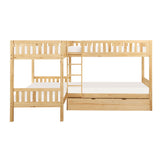 Bartly Natural Pine Corner Bunk Bed with Twin Trundle - Ornate Home