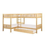 Bartly Natural Pine Corner Bunk Bed with Twin Trundle - Ornate Home