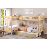 Bartly Natural Pine Corner Bunk Bed with Twin Trundle - Ornate Home