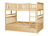 Bartly Natural Pine Full/Full Bunk Bed (With Storage Boxes) - Ornate Home