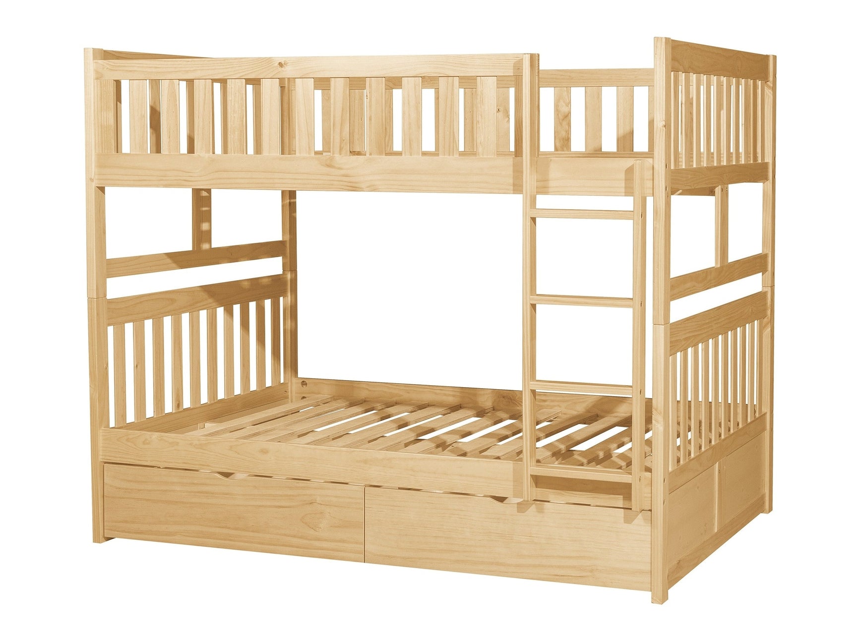Bartly Natural Pine Full/Full Bunk Bed (With Storage Boxes) - Ornate Home