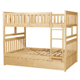 Bartly Natural Pine Full/Full Bunk Bed (With Storage Boxes) - Ornate Home