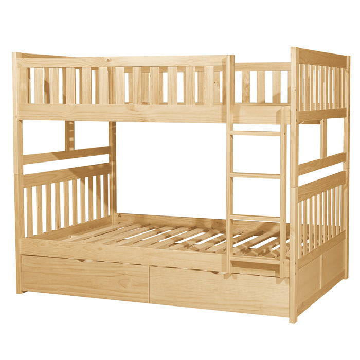 Bartly Natural Pine Full/Full Bunk Bed (With Storage Boxes) - Ornate Home