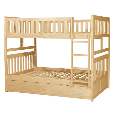 Bartly Natural Pine Full/Full Bunk Bed (With Storage Boxes) - Ornate Home