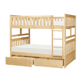 Bartly Natural Pine Full/Full Bunk Bed (With Storage Boxes) - Ornate Home