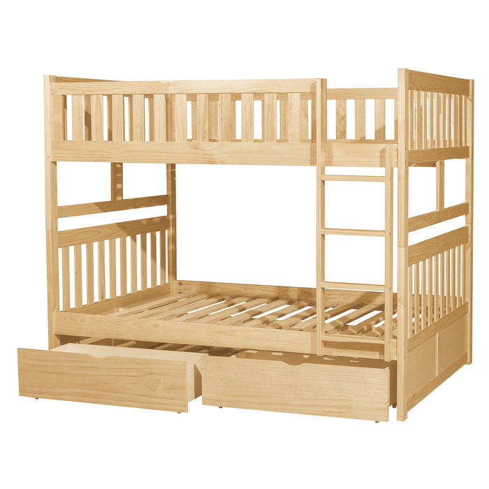 Bartly Natural Pine Full/Full Bunk Bed (With Storage Boxes) - Ornate Home