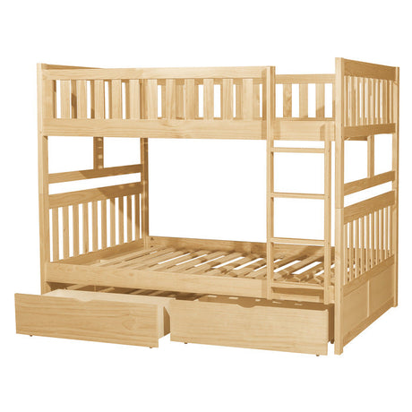 Bartly Natural Pine Full/Full Bunk Bed (With Storage Boxes) - Ornate Home