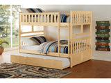 Bartly Natural Pine Full/Full Bunk Bed with Pull-Out Twin Trundle - Ornate Home