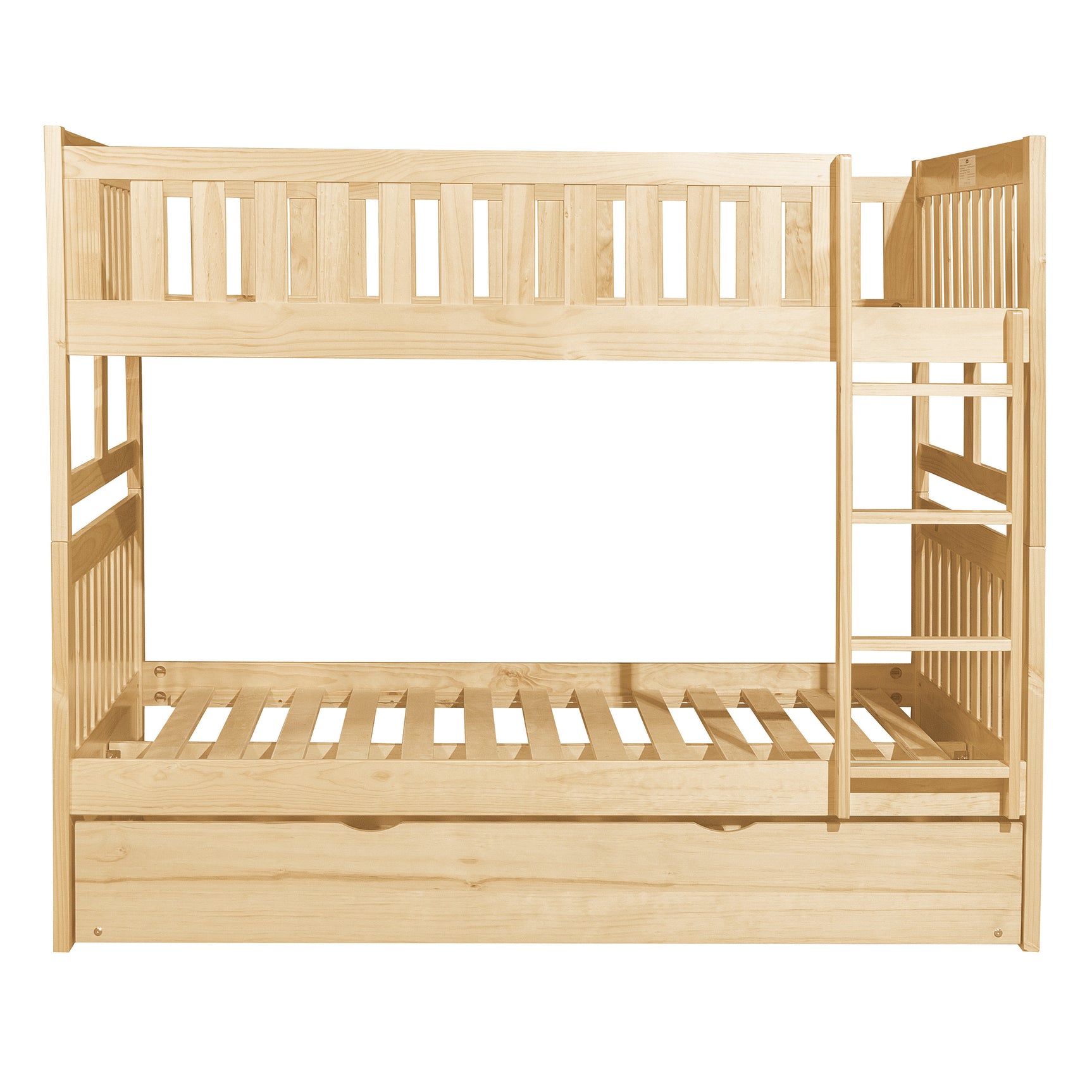 Bartly Natural Pine Full/Full Bunk Bed with Pull-Out Twin Trundle - Ornate Home
