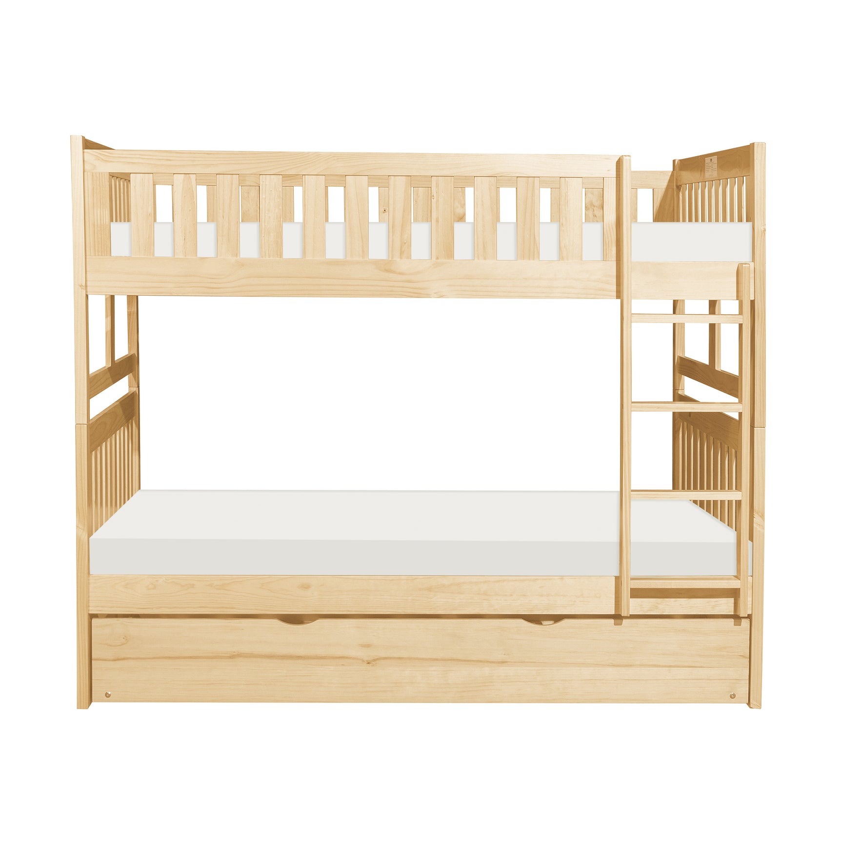 Bartly Natural Pine Full/Full Bunk Bed with Pull-Out Twin Trundle - Ornate Home