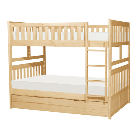 Bartly Natural Pine Full/Full Bunk Bed with Pull-Out Twin Trundle - Ornate Home