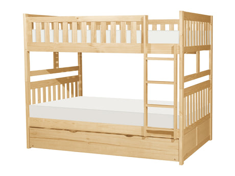 Bartly Natural Pine Full / Full Bunk Bed with Twin Trundle - Ornate Home