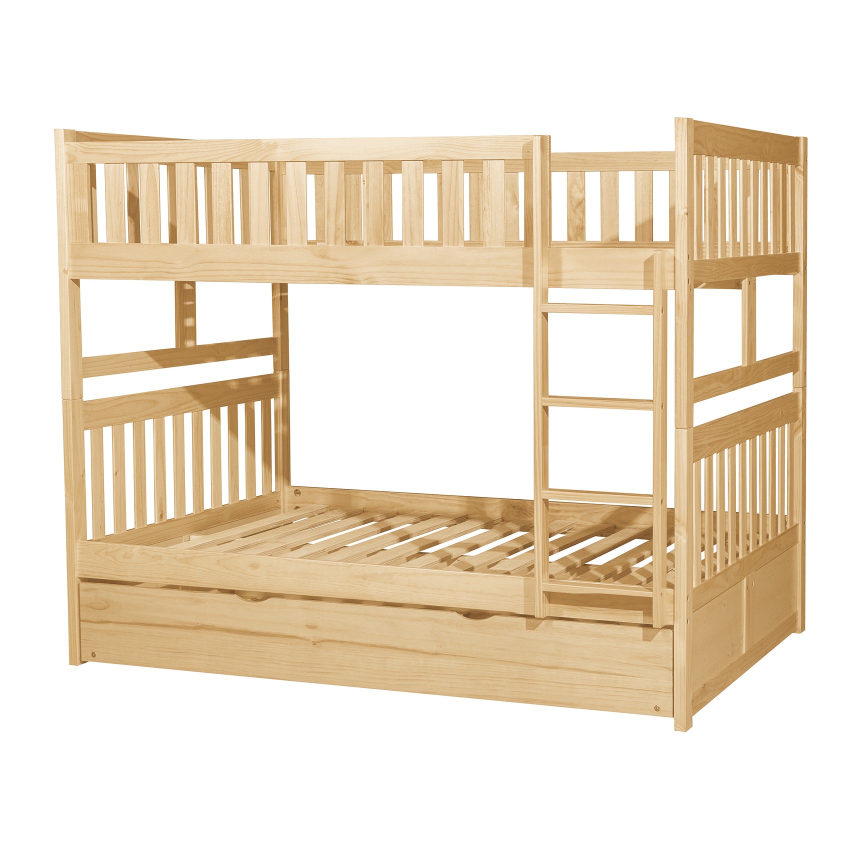 Bartly Natural Pine Full / Full Bunk Bed with Twin Trundle - Ornate Home