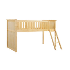 Bartly Natural Pine Low Loft Bunk - Ornate Home
