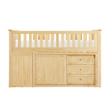 Bartly Natural Pine Low Loft Bunk with Bookcase & 2 Dressers - Ornate Home