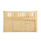 Bartly Natural Pine Low Loft Bunk with Bookcase & 2 Dressers - Ornate Home