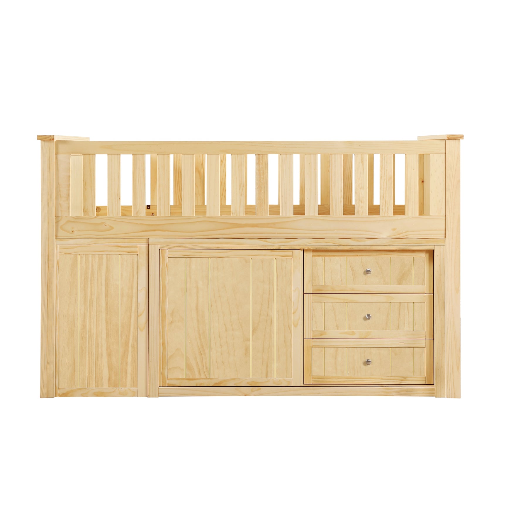 Bartly Natural Pine Low Loft Bunk with Bookcase & 2 Dressers - Ornate Home