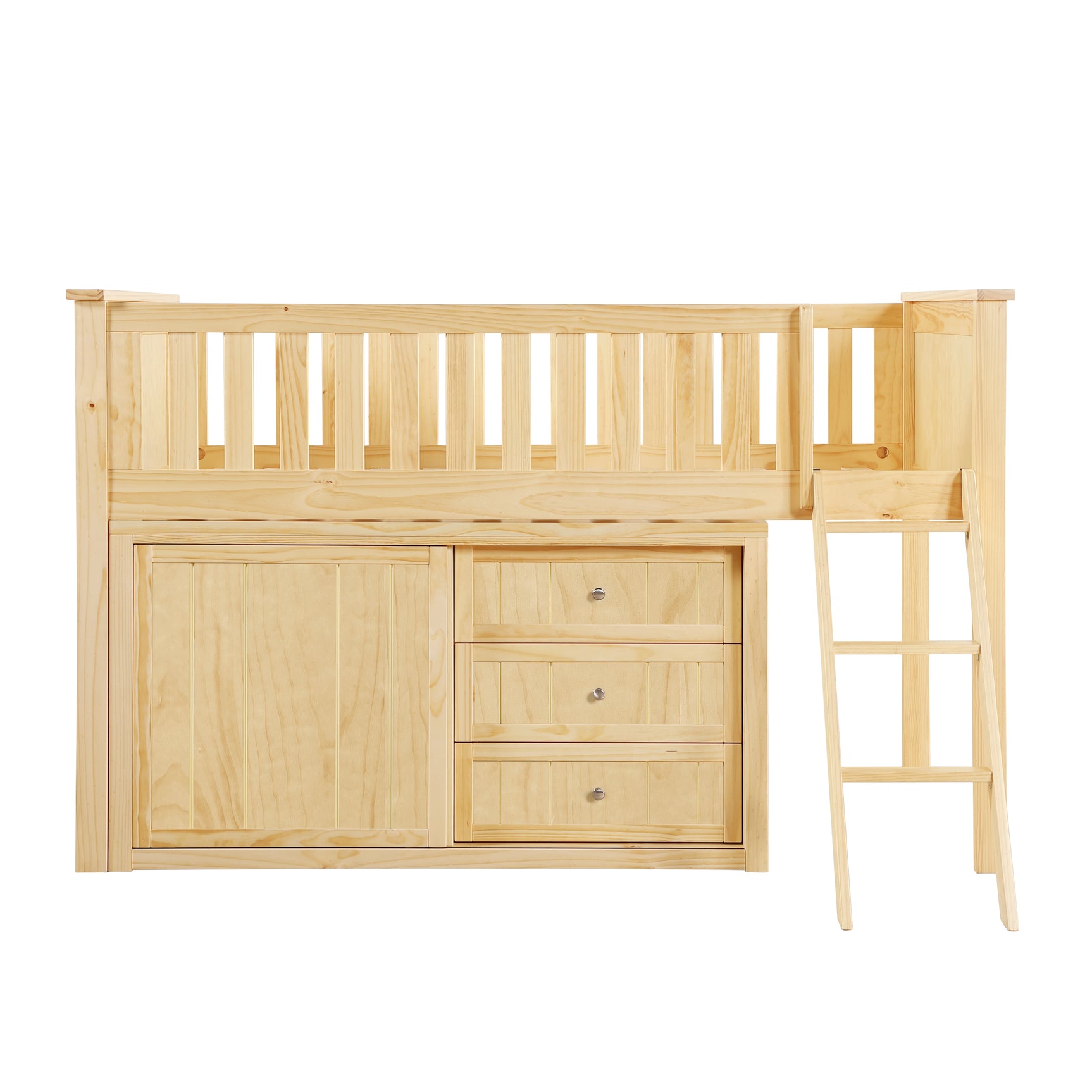 Bartly Natural Pine Low Loft Bunk with Dresser - Ornate Home