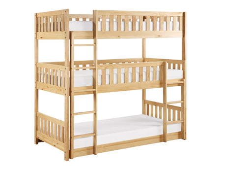Bartly Natural Pine Triple Bunk Bed - Ornate Home