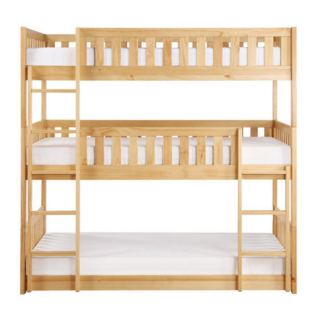 Bartly Natural Pine Triple Bunk Bed - Ornate Home