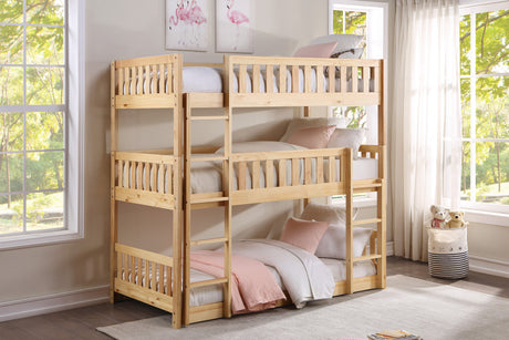 Bartly Natural Pine Triple Bunk Bed - Ornate Home