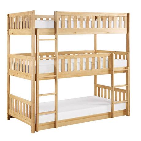 Bartly Natural Pine Triple Bunk Bed - Ornate Home