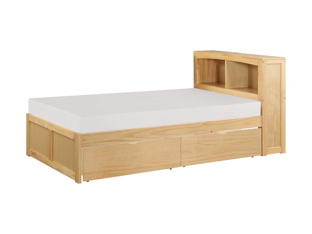 Bartly Natural Pine Twin Bookcase Bed With Storage Boxes - Ornate Home